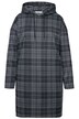 Midi šaty, oversize, žerzej, kostkovaný vzor, kapuce, dlouhé rukávy