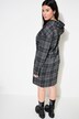 Robe midi oversize, jersey à carreaux, capuche et manches longues