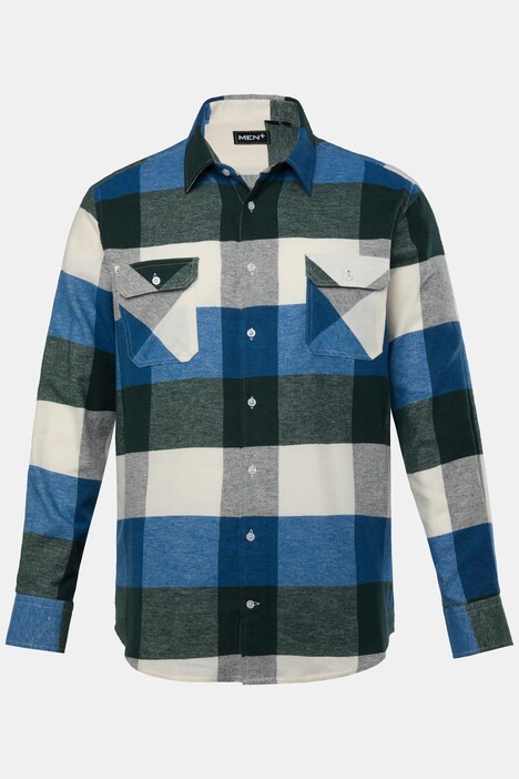 Chemise à carreaux Men+ en flanelle, manches longues et col Kent, coupe Comfort Fi - jusqu'au 8 XL