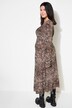 Robe midi coupe évasée, jersey imprimé léopard, manches longues