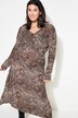 Robe midi coupe évasée, jersey imprimé léopard, manches longues