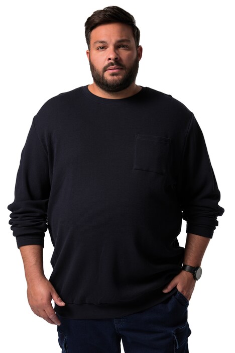 Tričko Men+, dlouhé rukávy, břišní střih, vaflová struktura, kulatý výstřih, do 8XL