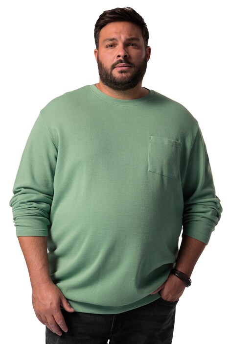 Tričko Men+, dlouhé rukávy, břišní střih, vaflová struktura, kulatý výstřih, do 8XL