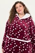 Loungewear-poncho, plysj, hette, lange ermer, lomme