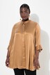 Blouse, godet-plooien, A-lijn, overhemdkraag, 3/4-mouwen, cupro-mix