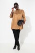 Blouse, godet-plooien, A-lijn, overhemdkraag, 3/4-mouwen, cupro-mix