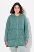 Long-Hoodiejacke, Vintage-Look, A-Linie, Kapuze