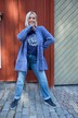 Long-Hoodiejacke, Vintage-Look, A-Linie, Kapuze