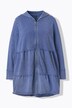 Long-Hoodiejacke, Vintage-Look, A-Linie, Kapuze