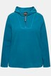Fleece-troyer, kort, oversized, hette, lange ermer, resirkulert