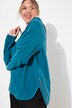Fleece-troyer, kort, oversized, hette, lange ermer, resirkulert