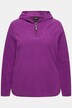 Fleece-troyer, kort, oversized, hette, lange ermer, resirkulert