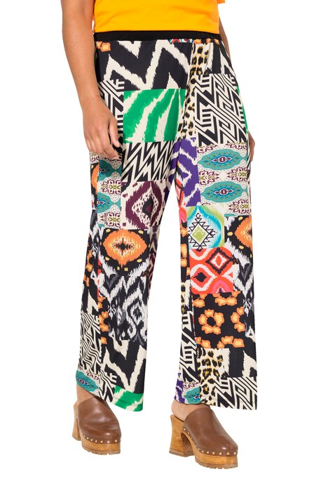Wide Leg All-Over Print Elastic Waist Pants
