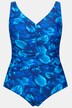 Maillot de bain à bonnets souples, matière recyclée, motif feuilles et décolleté en V