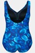Maillot de bain à bonnets souples, matière recyclée, motif feuilles et décolleté en V