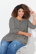 Gerimpelde blouse, hartjes, A-lijn, ronde hals, 3/4-mouwen