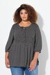 Gerimpelde blouse, hartjes, A-lijn, ronde hals, 3/4-mouwen