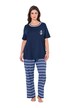 Pyžamo, pruhované kalhoty, kulatý výstřih, krátké rukávy, kapsy