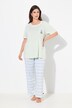 Pyjama 2 pièces, pantalon rayé avec poches, haut col rond et manches courtes