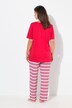 Pyjama 2 pièces, pantalon rayé avec poches, haut col rond et manches courtes