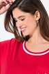 Pyjama 2 pièces, pantalon rayé avec poches, haut col rond et manches courtes