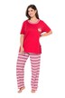 Pyžamo, pruhované kalhoty, kulatý výstřih, krátké rukávy, kapsy