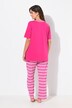 Pyjama 2 pièces, pantalon rayé avec poches, haut col rond et manches courtes