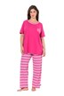 Pyžamo, pruhované kalhoty, kulatý výstřih, krátké rukávy, kapsy