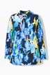 Chemisier à manches longues, col chemise et motif iris