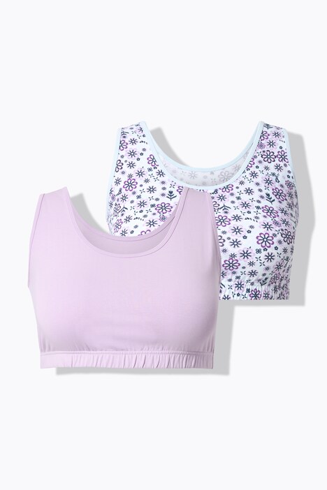 Bustier, 2-balení, potisk / jednobarevný, kulatý výstřih