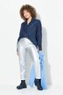 Jean Mom avec ceinture confort, 5 poches et enduit argenté