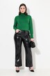 Mary leren look broek, wijde pijp, krokodillenmotief