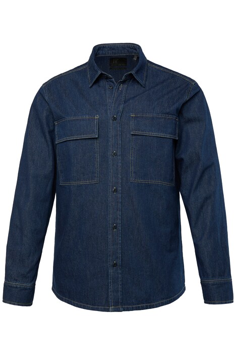 Džínová košile JP1880, kolekce Denim, dlouhé rukávy, Kent límeček, Modern střih, do 8XL