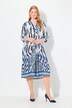 Vestido midi de lyocell, corte en A, cuello de camisa, manga 3/4