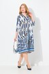 Vestido midi de lyocell, corte en A, cuello de camisa, manga 3/4