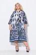 Vestido midi de lyocell, corte en A, cuello de camisa, manga 3/4