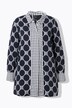 Chemisier long en satin, imprimé patchwork, col chemise et manches longues