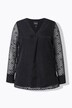 Blouse doublée, imprimé à pois, décolleté en V et manches longues