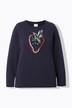Sweater, frugtmotiv, rund hals, langærmet, økologisk bomuld