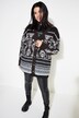 Mixed Pattern Oversized Knit Cardigan