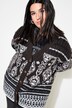 Mixed Pattern Oversized Knit Cardigan