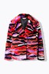 Veste en peluche, motif haut en couleurs, coupe Straight Fit ouverte