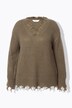Trui, oversized, franjes, lange mouwen