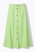 Jupe longue chino, coupe évasée, patte de boutonnage et poches