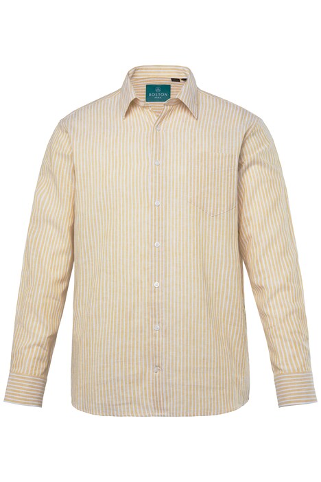 Pruhovaná košile Boston Park, lněný směs, dlouhé rukávy, Kent límeček, Comfort střih, do 8XL