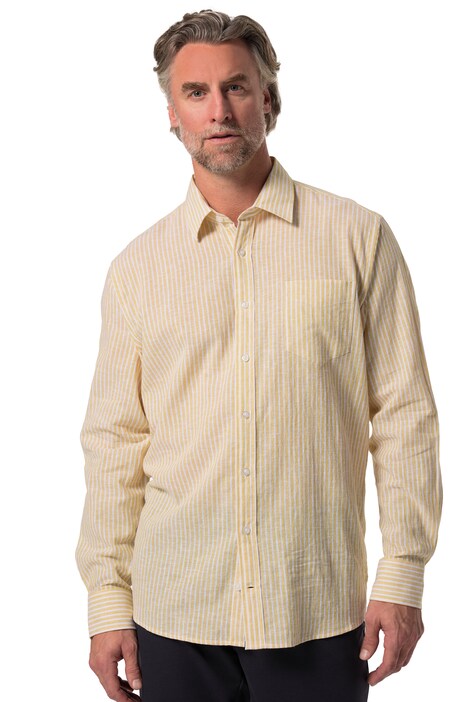 Pruhovaná košile Boston Park, lněný směs, dlouhé rukávy, Kent límeček, Comfort střih, do 8XL