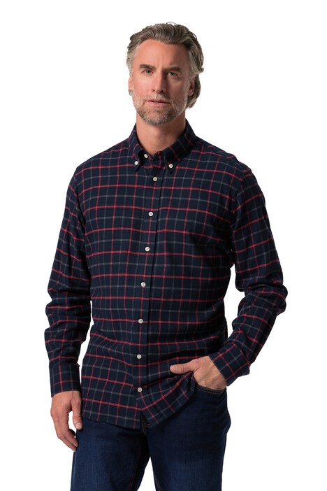Kostkovaná flanelová košile Boston Park, dlouhé rukávy, Kent límeček, Comfort střih, do 8XL