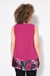 top in chiffon, bordo plissettato, taglio ad A, scollo a V, senza maniche