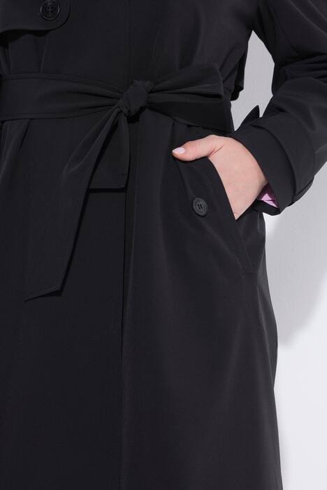 Trenchcoat, A-lijn, overhemdkraag, strikceintuur, satijnen voering