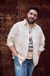 Men+ skjorte i hørlook, lange ærmer, Kent-krave, Comfort Fit, allover-print, op til str. 8 XL